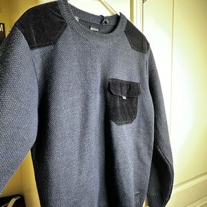 Buffalo David Bitton Men's Dark Blue Sweater with Black Details